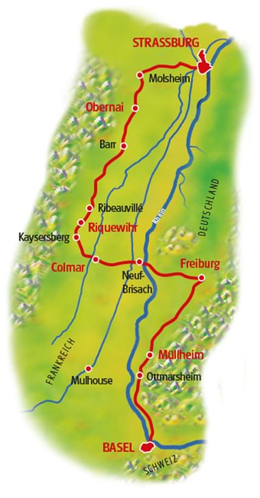 Map Rhine Cycle Parh II Basel - Strasbourg