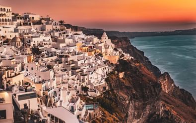 Santorini-Griekenland-zonsondergang