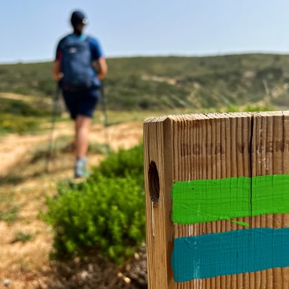Signpost on the hiking trail of the Rota Vicentina