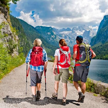 Hiker at Lake Gosausee