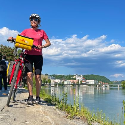 Cyclist on the Tauern cycle path