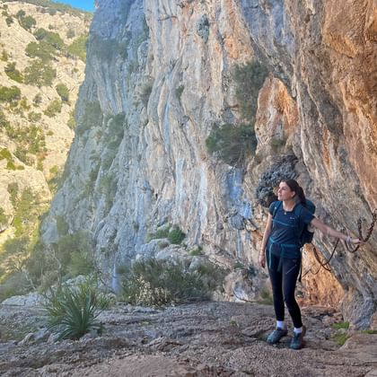 Hiker with a view at a gorge