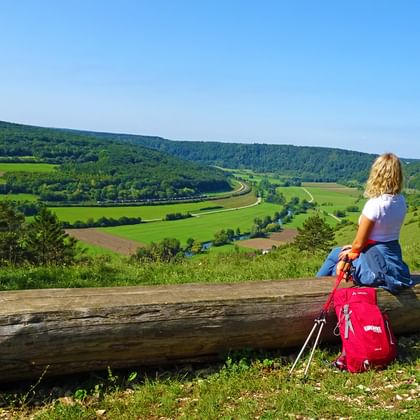 Julia with a view while hiking in the Altmühltal
