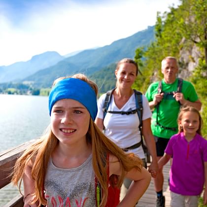 Happy hiking family