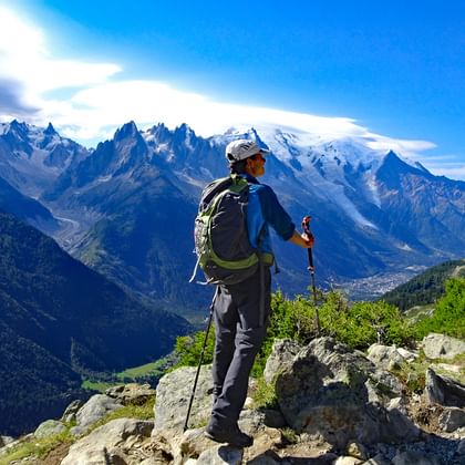 Hiking with view to Mont Blanc
