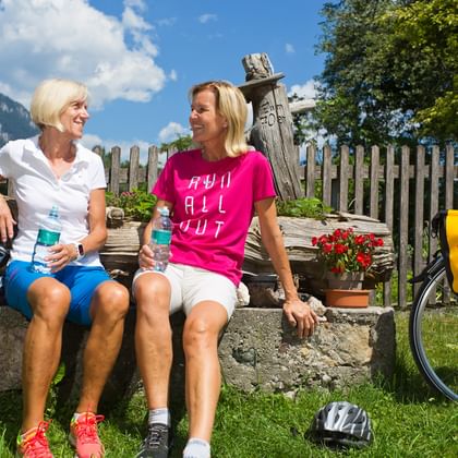 Bike break at a fountain on the Tauern bike path